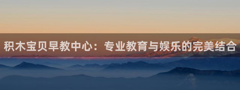 天顺娱乐备3300:积木宝贝早教中心:专业教育与娱乐的完美结合